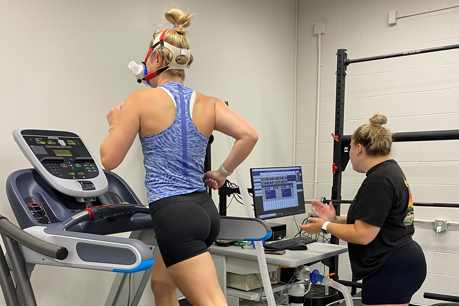 woman on treadmill in lab